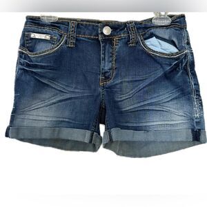 Virgin Only Girls Factory Faded Embellished Hardware Stitching Denim Jean Shorts